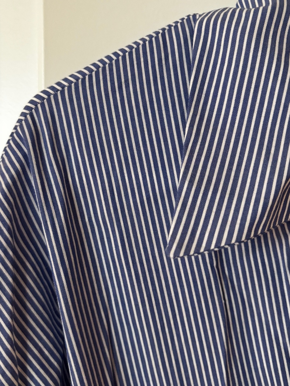 JustFab Navy Pinstripe Twist-Front Midi Shirt Dress - Picture 3 of 4
